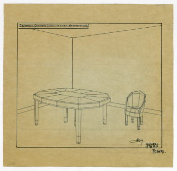 P2004/1/1234 - Ontwerptekening voor tafel en stoel <i>Gioconda</i>
