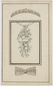 B512/22/12 - Design for the Order of the Golden Fleece,  a comb and a bow knot, Ontwerptekening voor Orde van het Gulden Vlies, een kam en een strik